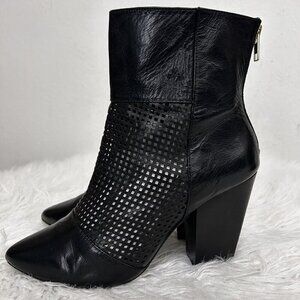 Kelsi Dagger Brooklyn Women's Black Zidane Perforated Ankle Boot  Back Zip 8M